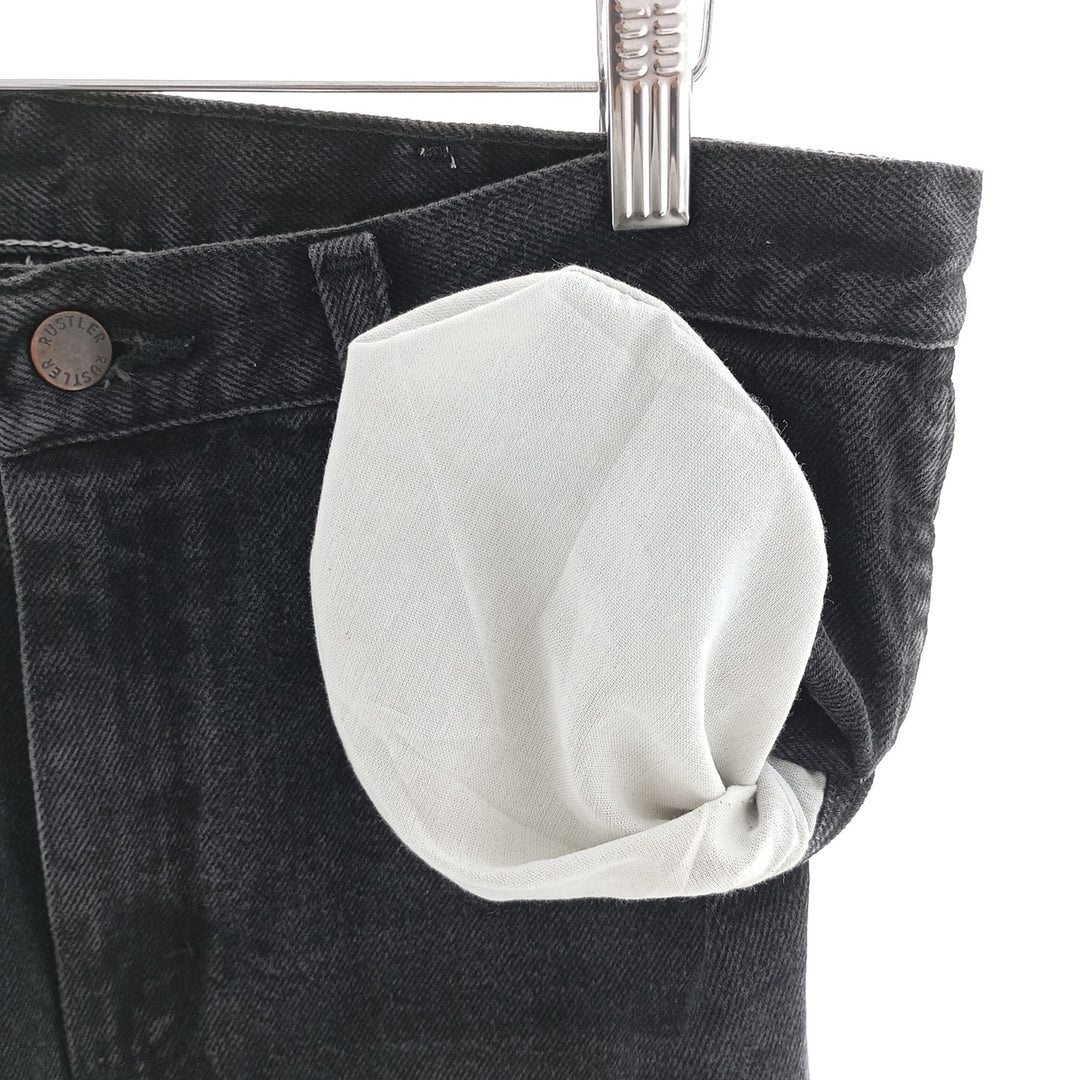 Rustler Black Denim Straight Denim Pants for Men, W33 equivalent cotton black type Vintage Second Hand