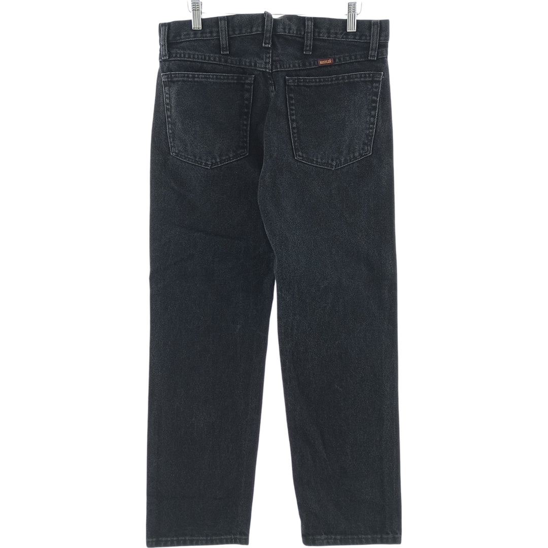 Rustler Black Denim Straight Denim Pants for Men, W33 equivalent cotton black type Vintage Second Hand