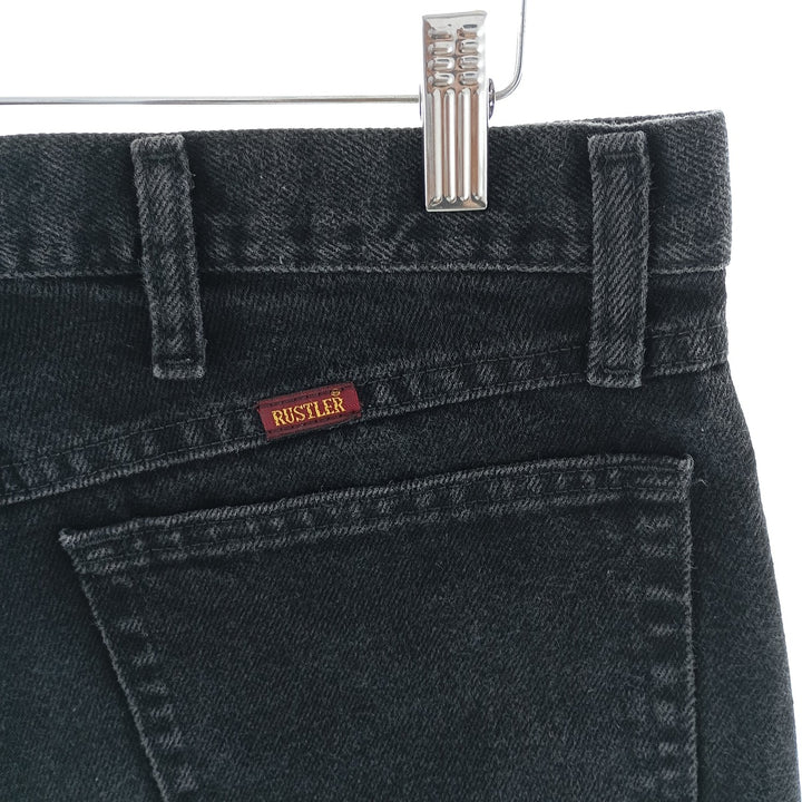 Rustler Black Denim Straight Denim Pants for Men, W33 equivalent cotton black type Vintage Second Hand