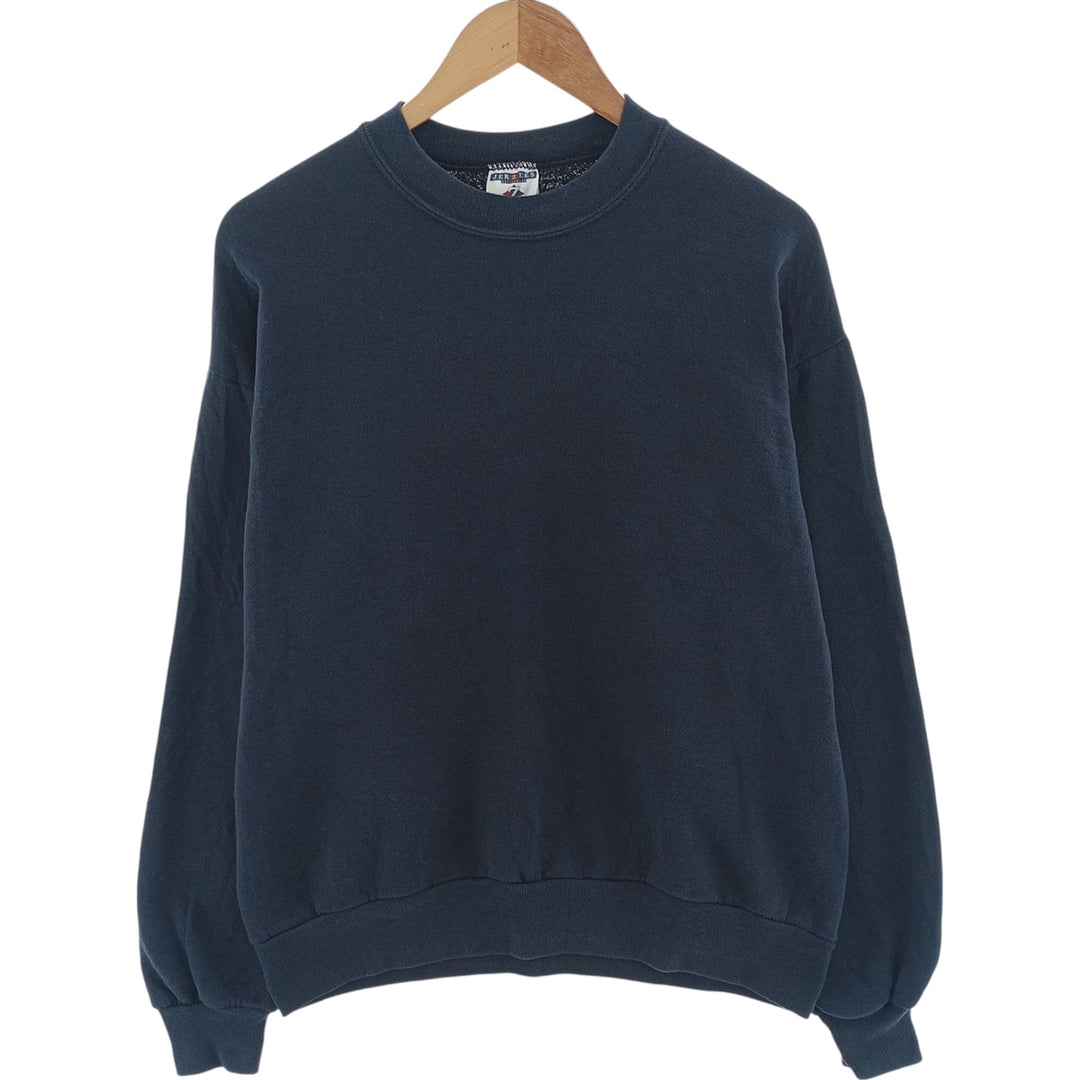 90'S Jerzees Plain Blank Sweatshirt Trainer Made in USA Men's Size L Vintage cotton navy blue type Vintage Second Hand