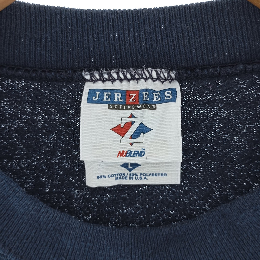 90'S Jerzees Plain Blank Sweatshirt Trainer Made in USA Men's Size L Vintage cotton navy blue type Vintage Second Hand