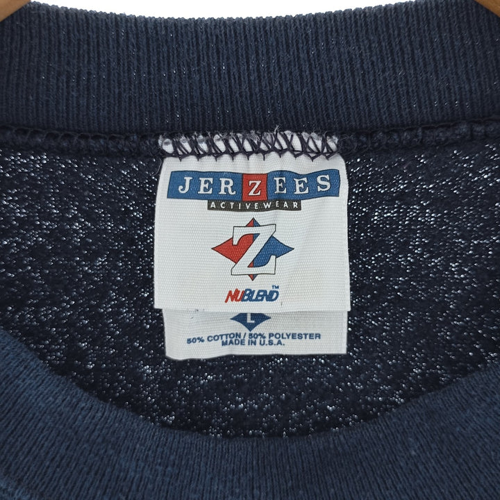 90'S Jerzees Plain Blank Sweatshirt Trainer Made in USA Men's Size L Vintage cotton navy blue type Vintage Second Hand