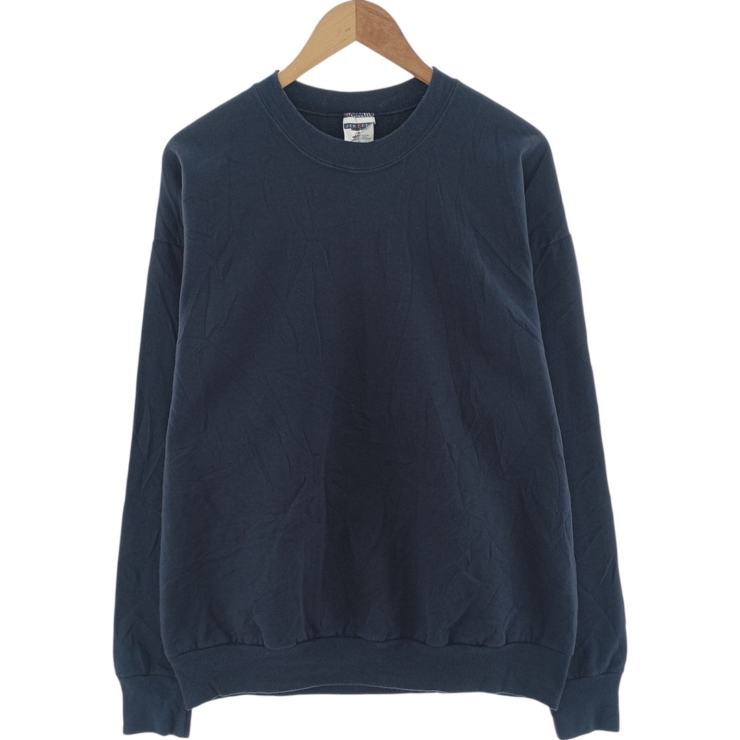Vintage 90'S Jerzees plain blank sweatshirt, men's size XL cotton navy blue type Vintage Second Hand