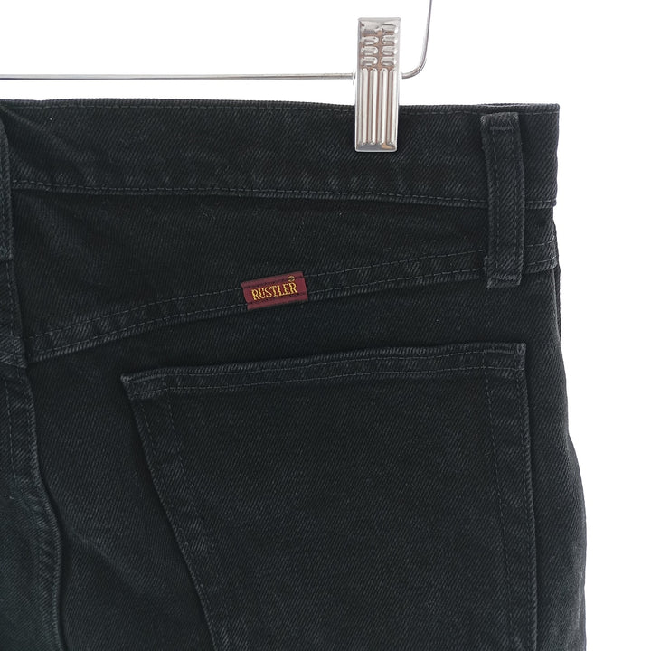 Rustler Black Denim Straight Denim Pants for Men, W33 equivalent cotton black type Vintage Second Hand