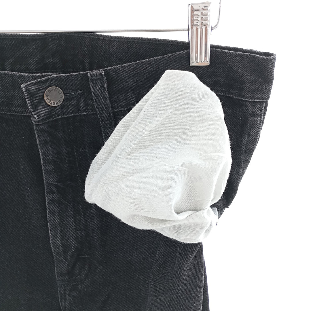 Rustler Black Denim Straight Denim Pants for Men, W30 equivalent cotton black type Vintage Second Hand