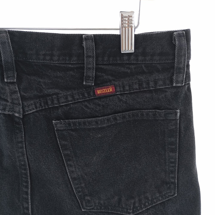 Rustler Black Denim Straight Denim Pants for Men, W34 equivalent cotton black type Vintage Second Hand