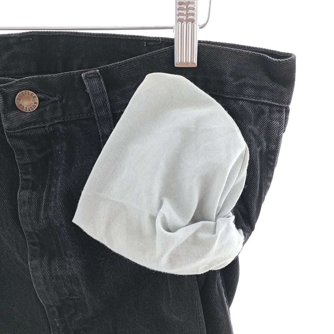 Rustler Black Denim Straight Denim Pants for Men, W34 equivalent cotton black type Vintage Second Hand