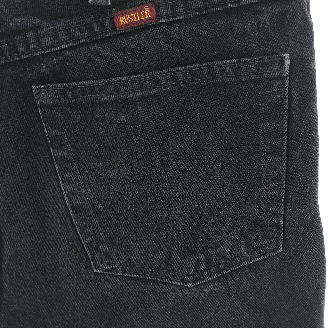Rustler Black Denim Straight Denim Pants for Men, W34 equivalent cotton black type Vintage Second Hand