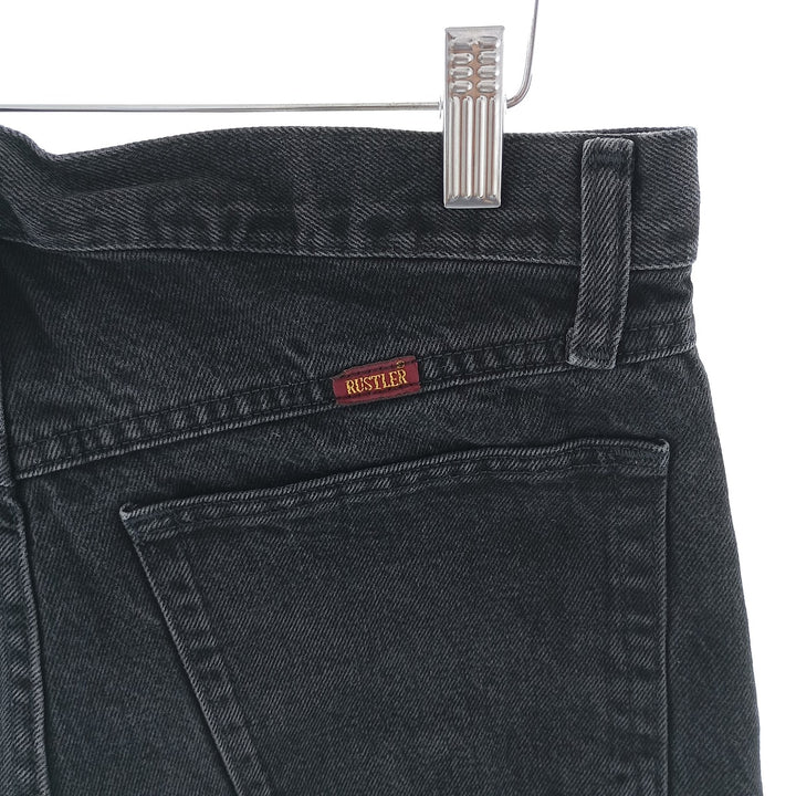 Rustler Black Denim Straight Denim Pants for Men, W32 equivalent cotton black type Vintage Second Hand