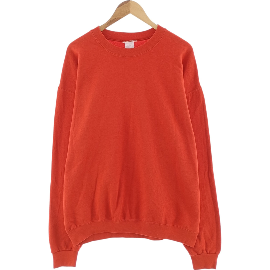 Plain blank sweatshirt, Made in USA, Men's size L cotton orange type Vintage Second Hand