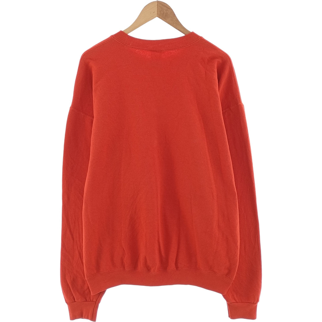 Plain blank sweatshirt, Made in USA, Men's size L cotton orange type Vintage Second Hand