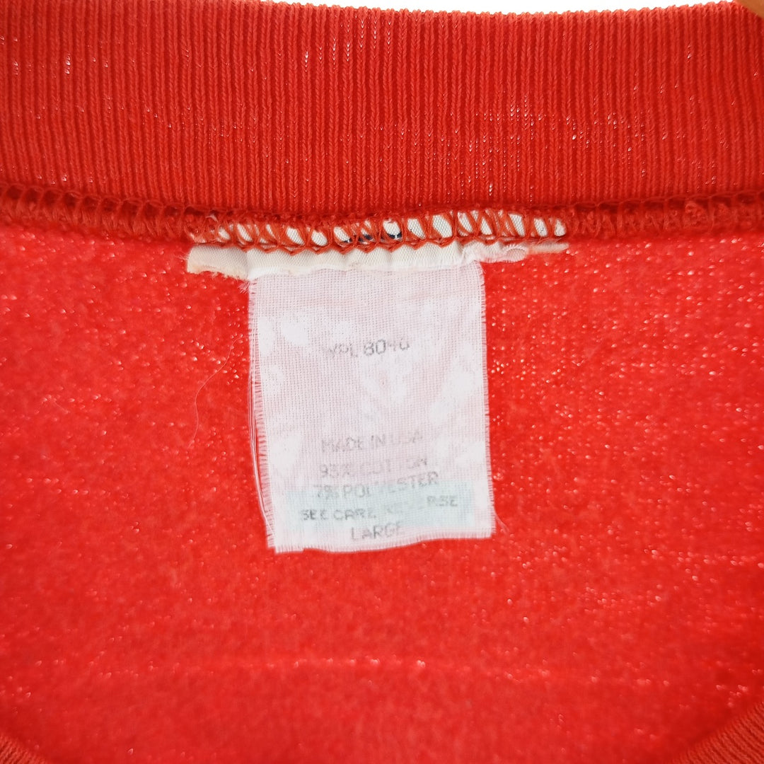 Plain blank sweatshirt, Made in USA, Men's size L cotton orange type Vintage Second Hand