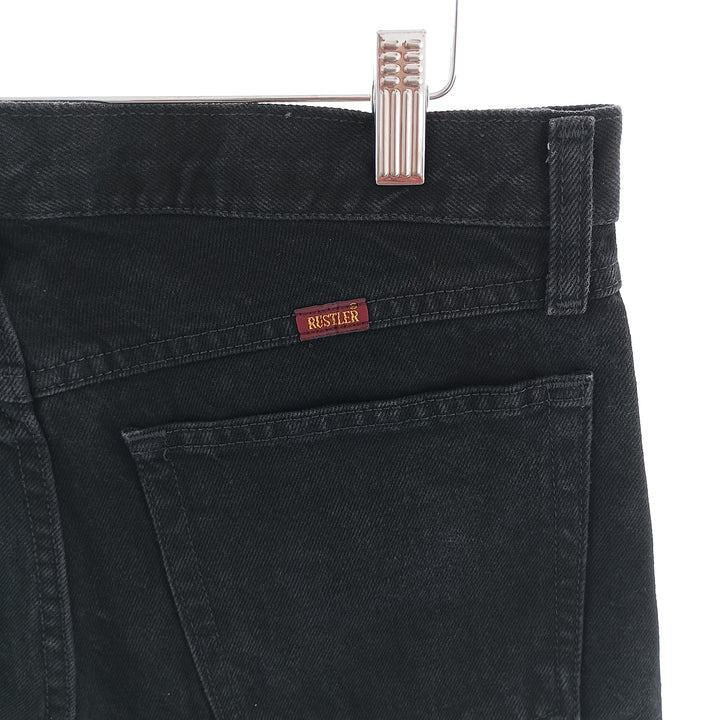 Rustler Black Denim Straight Denim Pants for Men, W33 equivalent cotton black type Vintage Second Hand