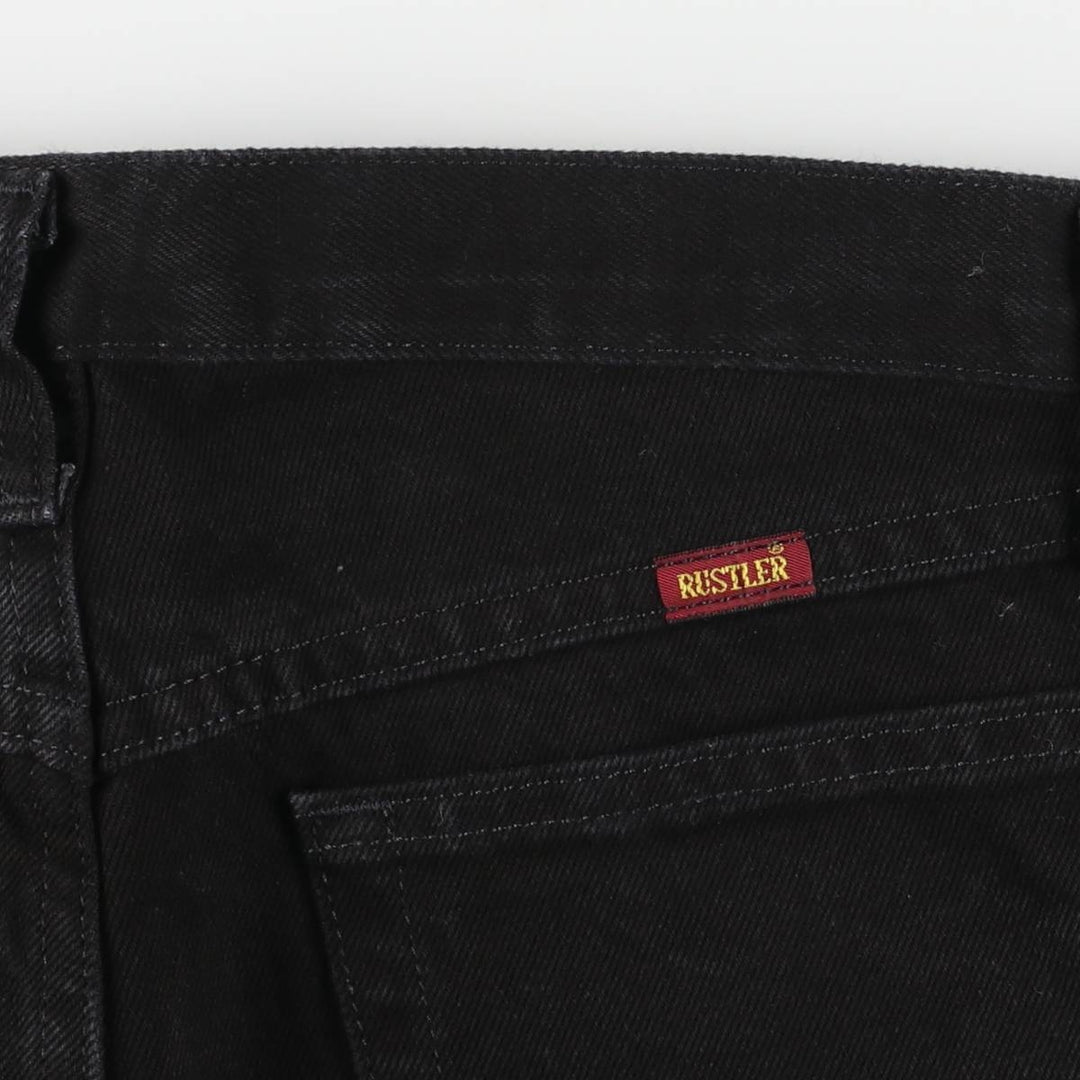 Rustler Black Denim Straight Denim Pants for Men, W33 equivalent cotton black type Vintage Second Hand