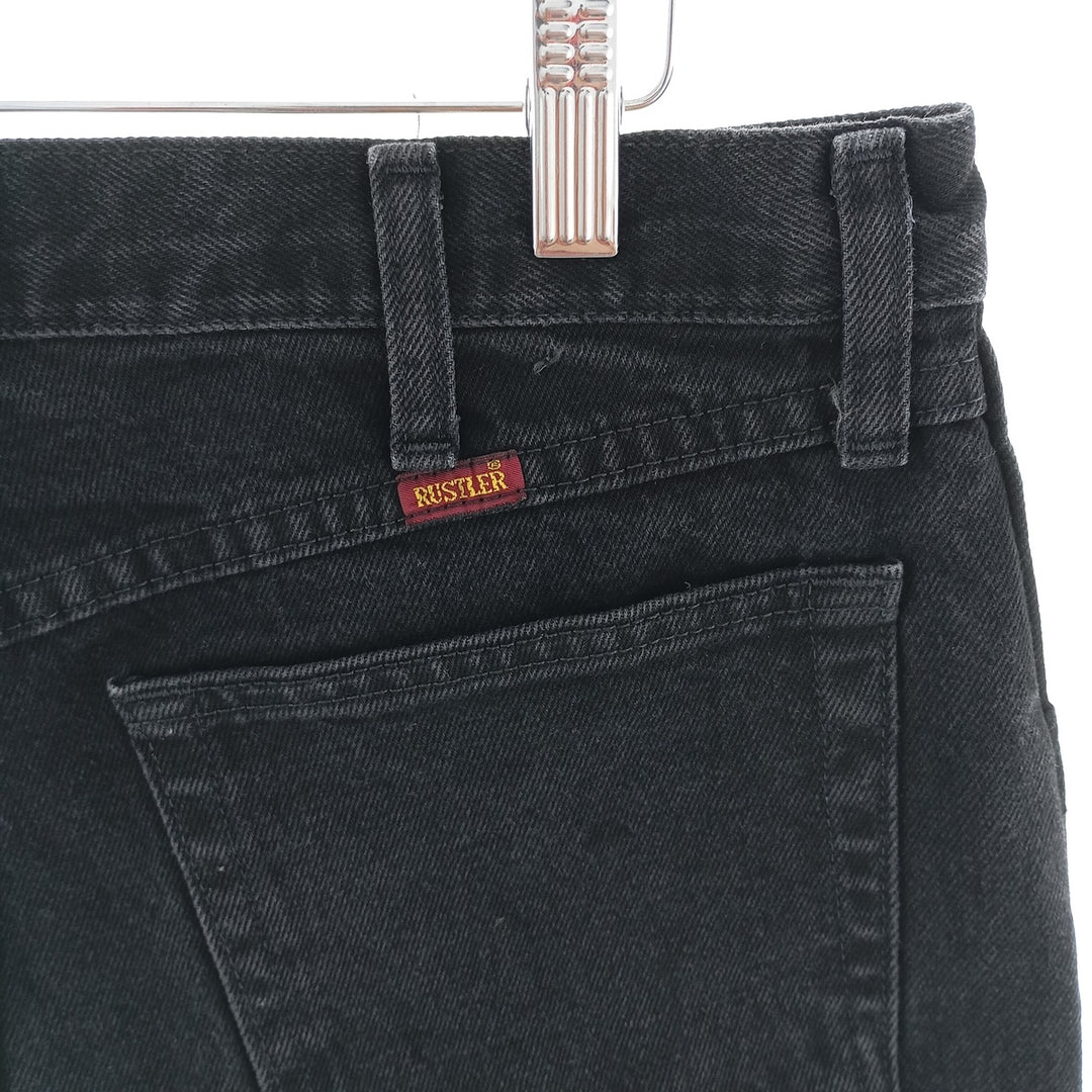 Rustler Black Denim Straight Denim Pants for Men, W34 equivalent cotton black type Vintage Second Hand