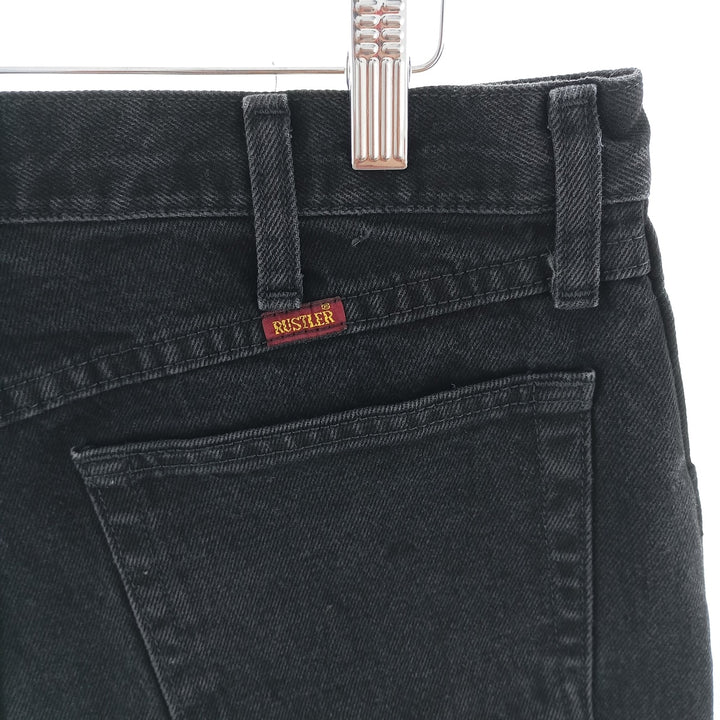 Rustler Black Denim Straight Denim Pants for Men, W34 equivalent cotton black type Vintage Second Hand