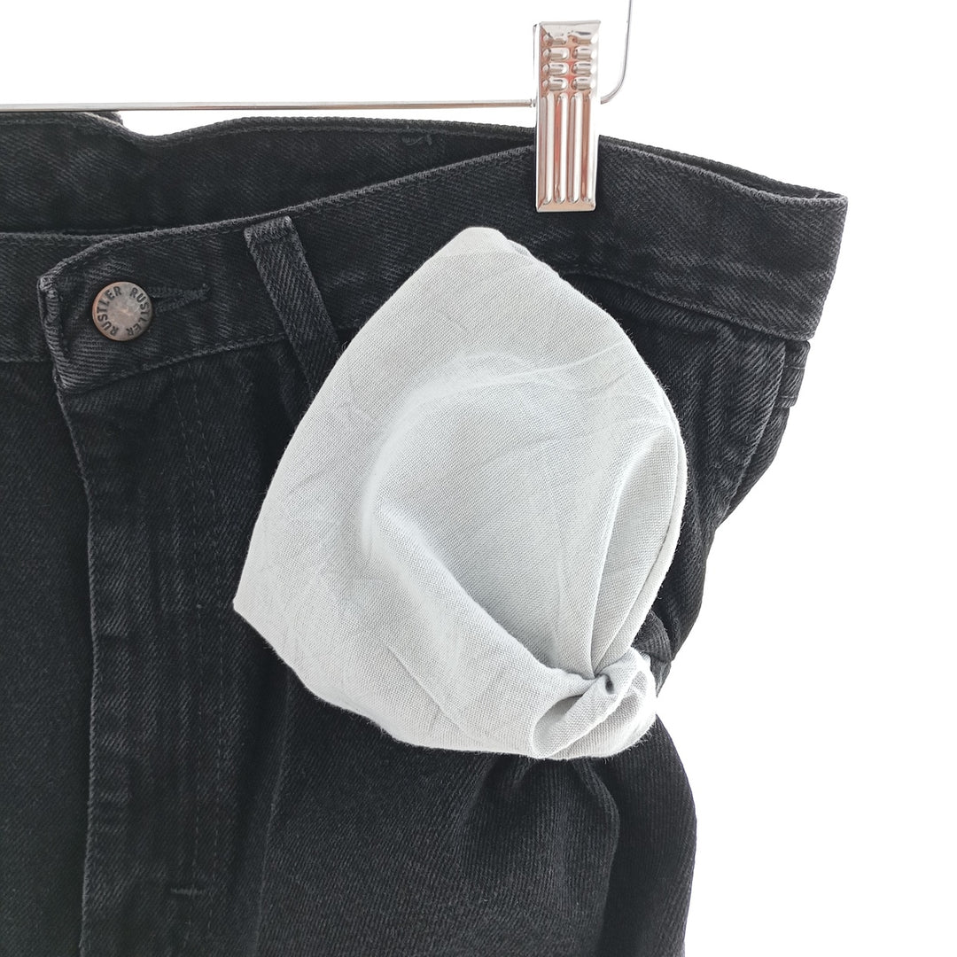 Rustler Black Denim Straight Denim Pants for Men, W34 equivalent cotton black type Vintage Second Hand