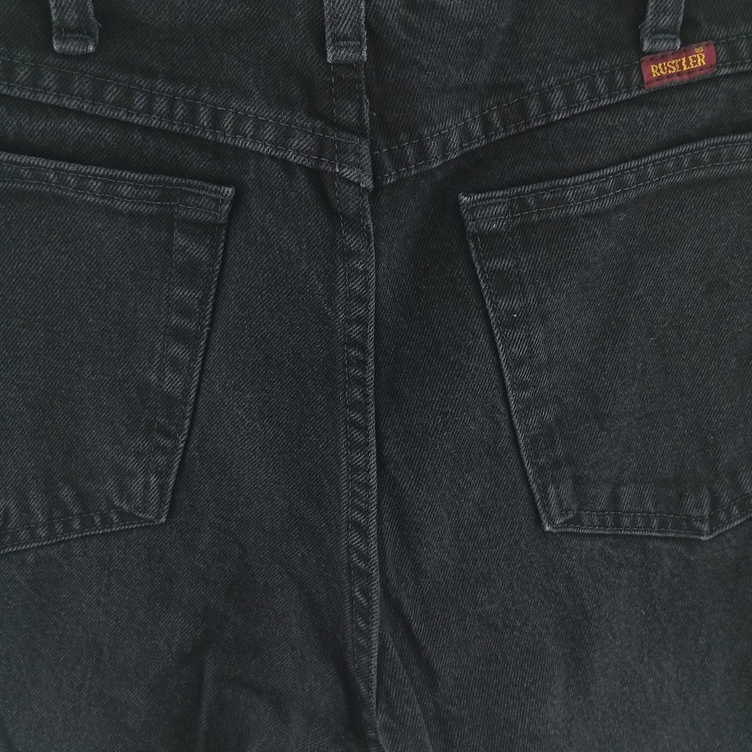 Rustler Black Denim Straight Denim Pants for Men, W34 equivalent cotton black type Vintage Second Hand
