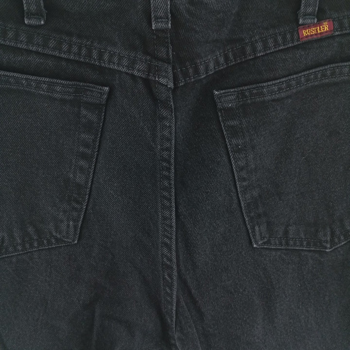 Rustler Black Denim Straight Denim Pants for Men, W34 equivalent cotton black type Vintage Second Hand
