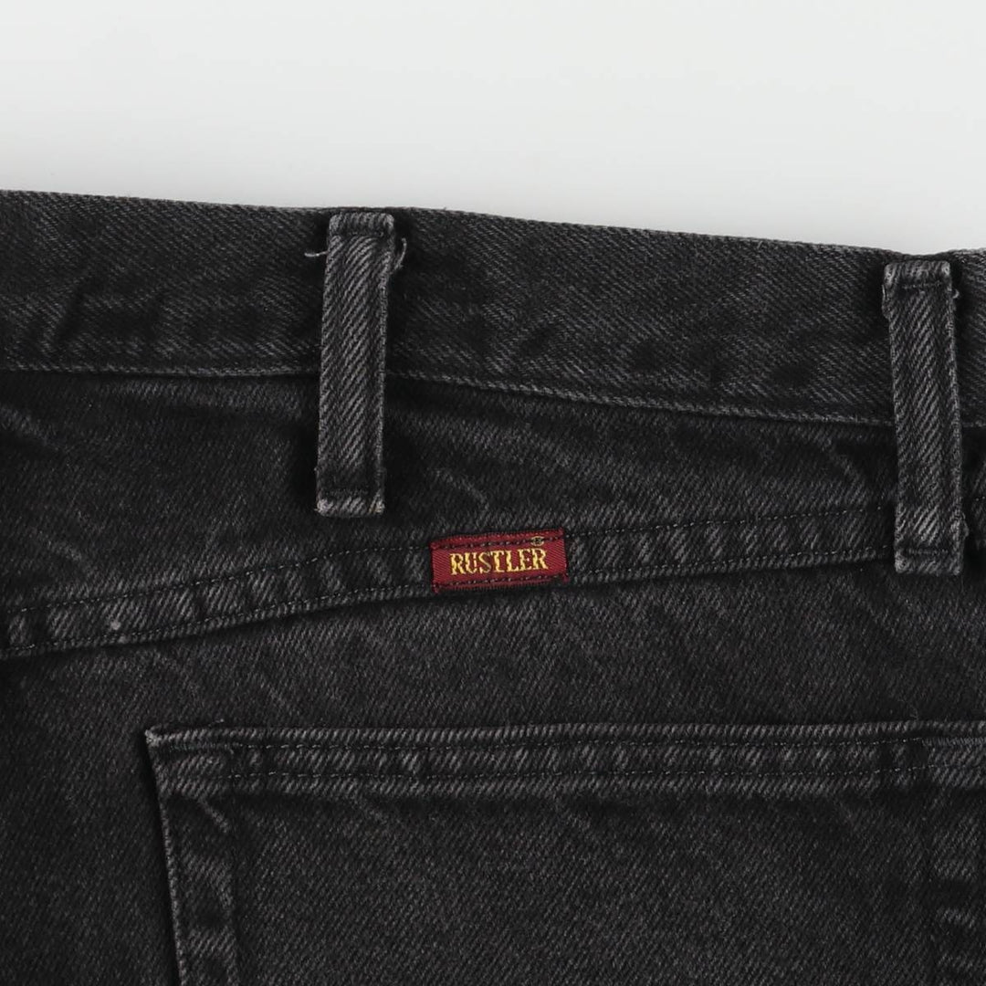 Rustler Black Denim Straight Denim Pants for Men, W35 equivalent cotton black type Vintage Second Hand