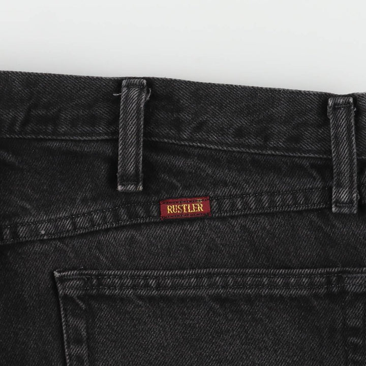 Rustler Black Denim Straight Denim Pants for Men, W35 equivalent cotton black type Vintage Second Hand
