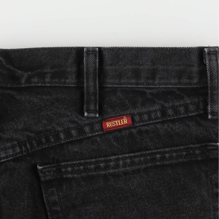 Rustler Black Denim Straight Denim Pants for Men, W33 equivalent cotton black type Vintage Second Hand