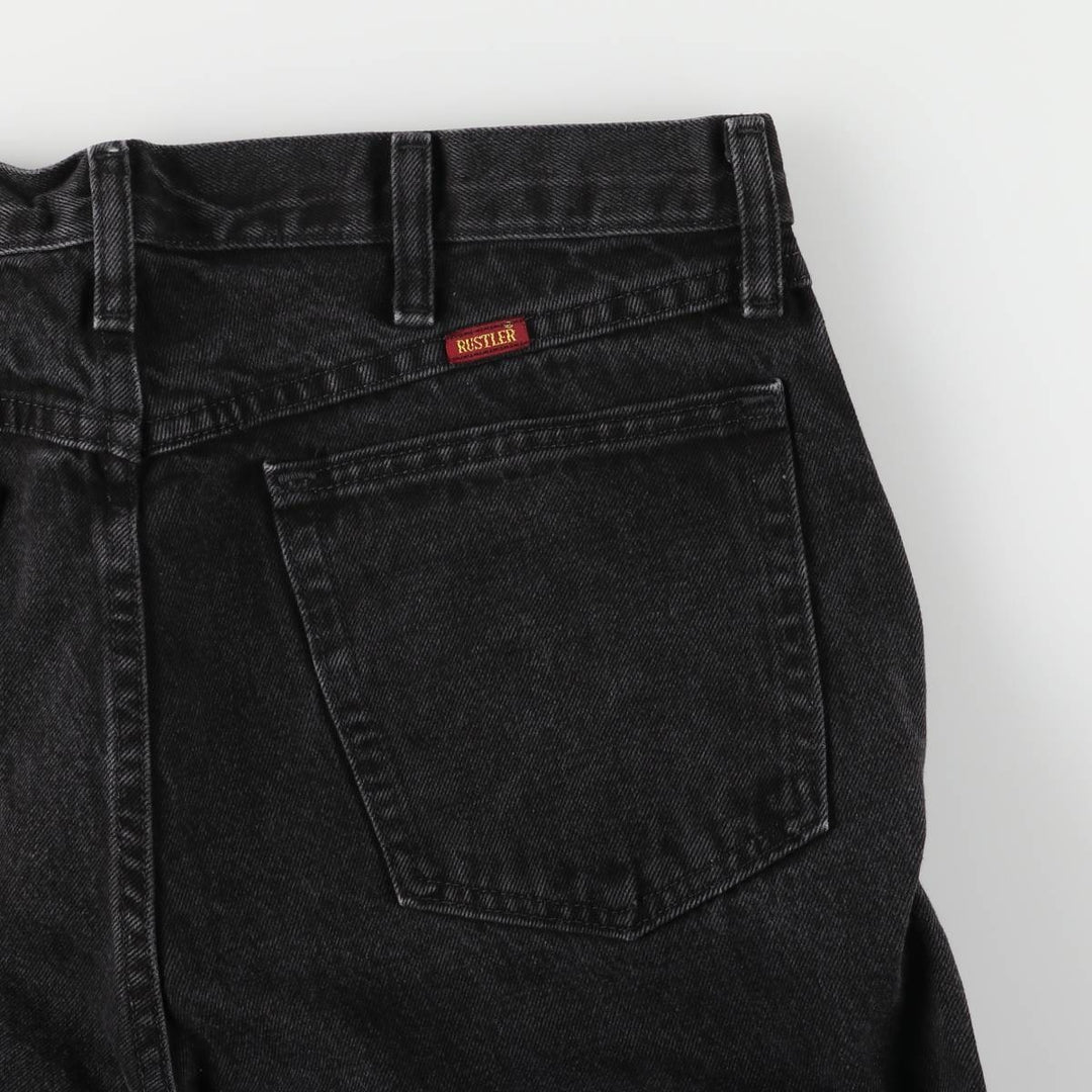 Rustler Black Denim Straight Denim Pants for Men, W33 equivalent cotton black type Vintage Second Hand