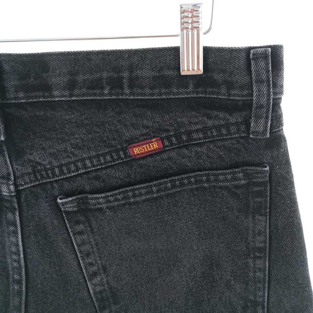 Rustler Black Denim Straight Denim Pants for Men, W33 equivalent cotton black type Vintage Second Hand
