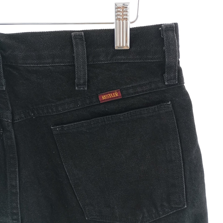 Rustler Black Denim Straight Denim Pants for Men, W32 equivalent cotton black type Vintage Second Hand