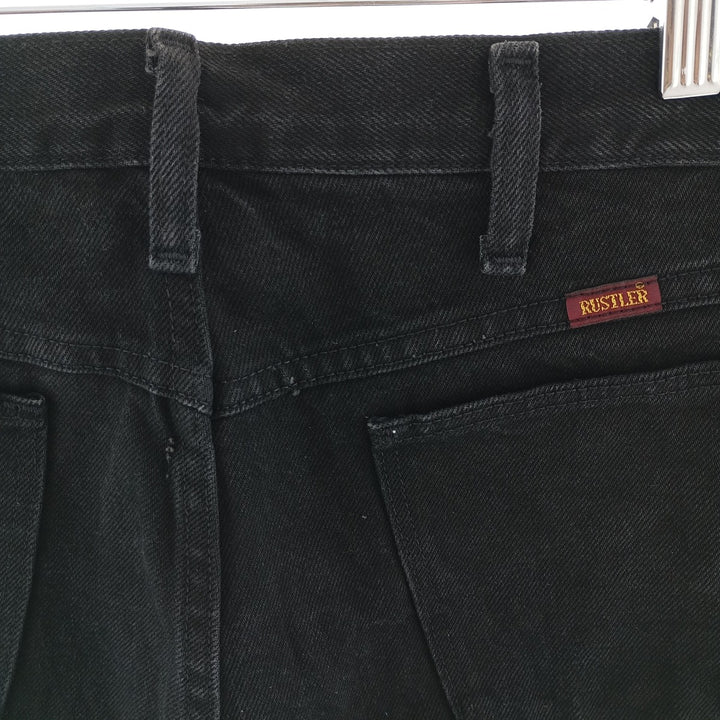 Rustler Black Denim Straight Denim Pants for Men, W32 equivalent cotton black type Vintage Second Hand