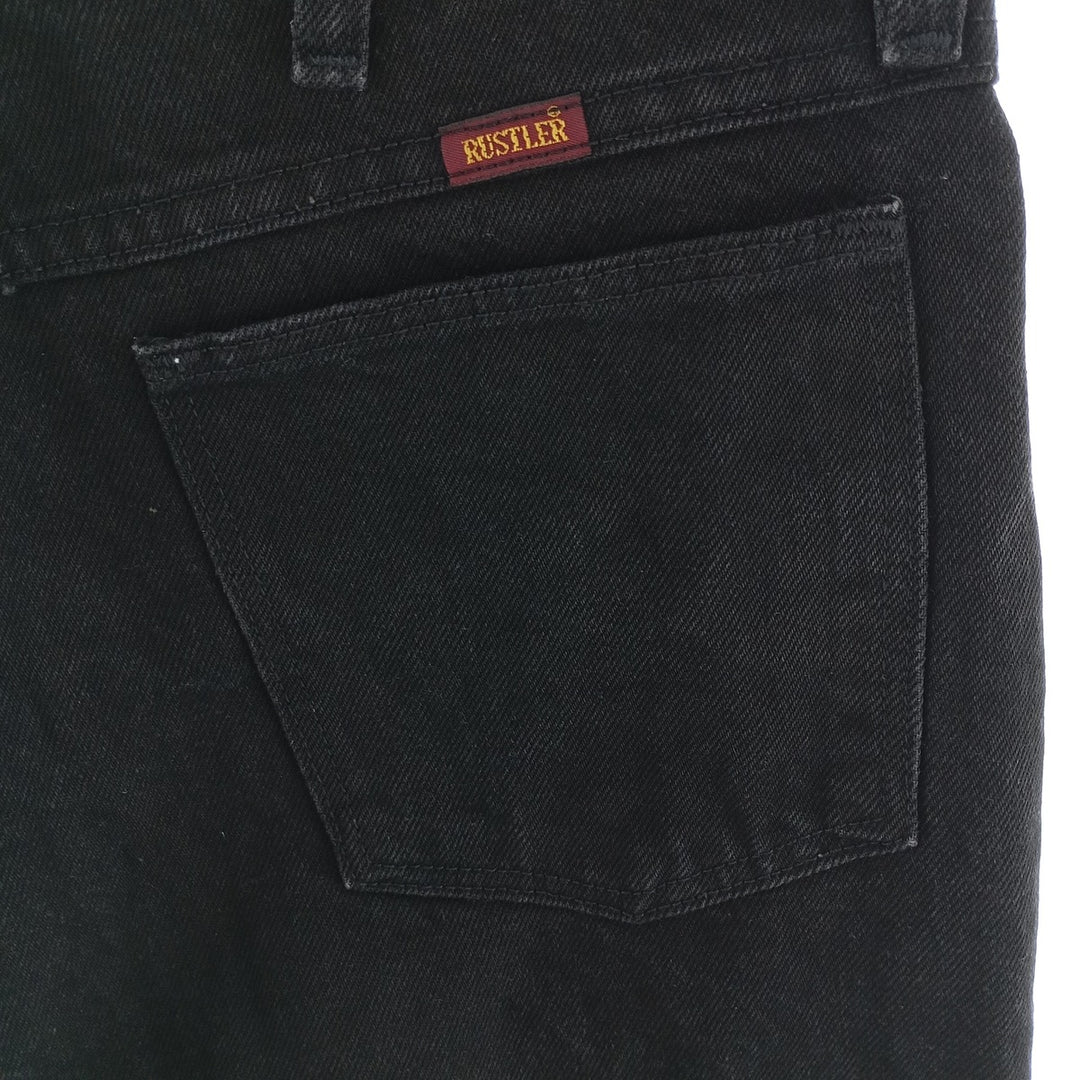 Rustler Black Denim Straight Denim Pants for Men, W32 equivalent cotton black type Vintage Second Hand