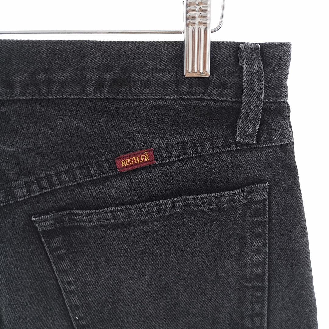 Rustler Black Denim Straight Denim Pants for Men, W32 equivalent cotton black type Vintage Second Hand