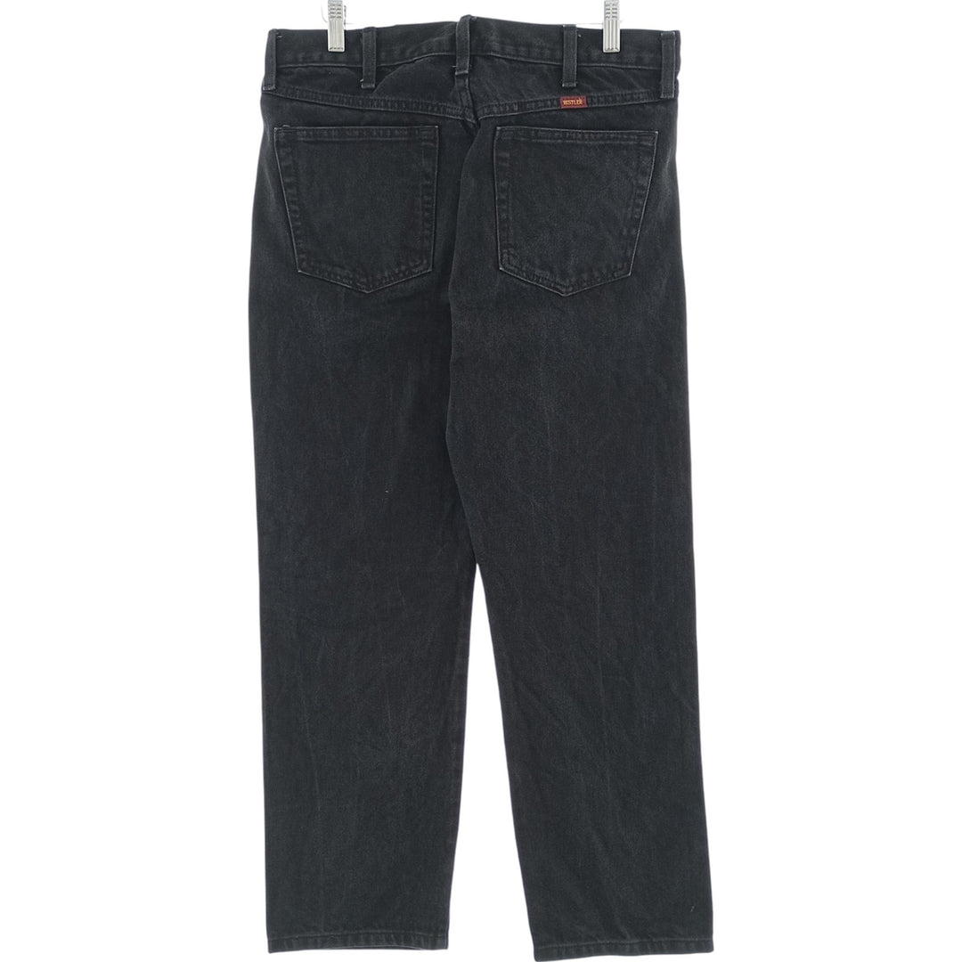 Rustler Black Denim Straight Denim Pants for Men, W34 equivalent cotton black type Vintage Second Hand