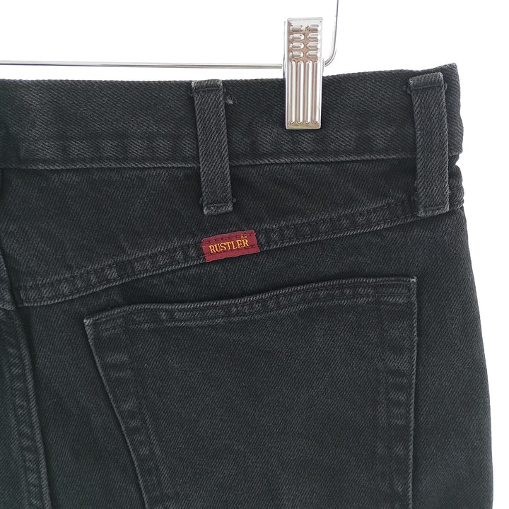 Rustler Black Denim Straight Denim Pants for Men, W34 equivalent cotton black type Vintage Second Hand
