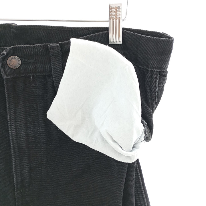 Rustler Black Denim Straight Denim Pants for Men, W34 equivalent cotton black type Vintage Second Hand