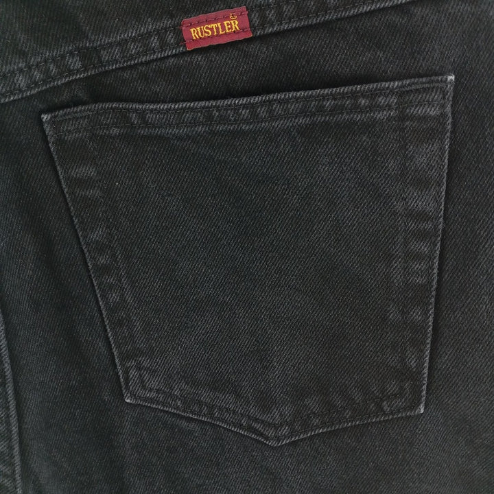 Rustler Black Denim Straight Denim Pants for Men, W34 equivalent cotton black type Vintage Second Hand
