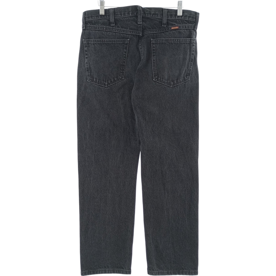 Rustler Black Denim Straight Denim Pants for Men, W35 equivalent cotton black type Vintage Second Hand