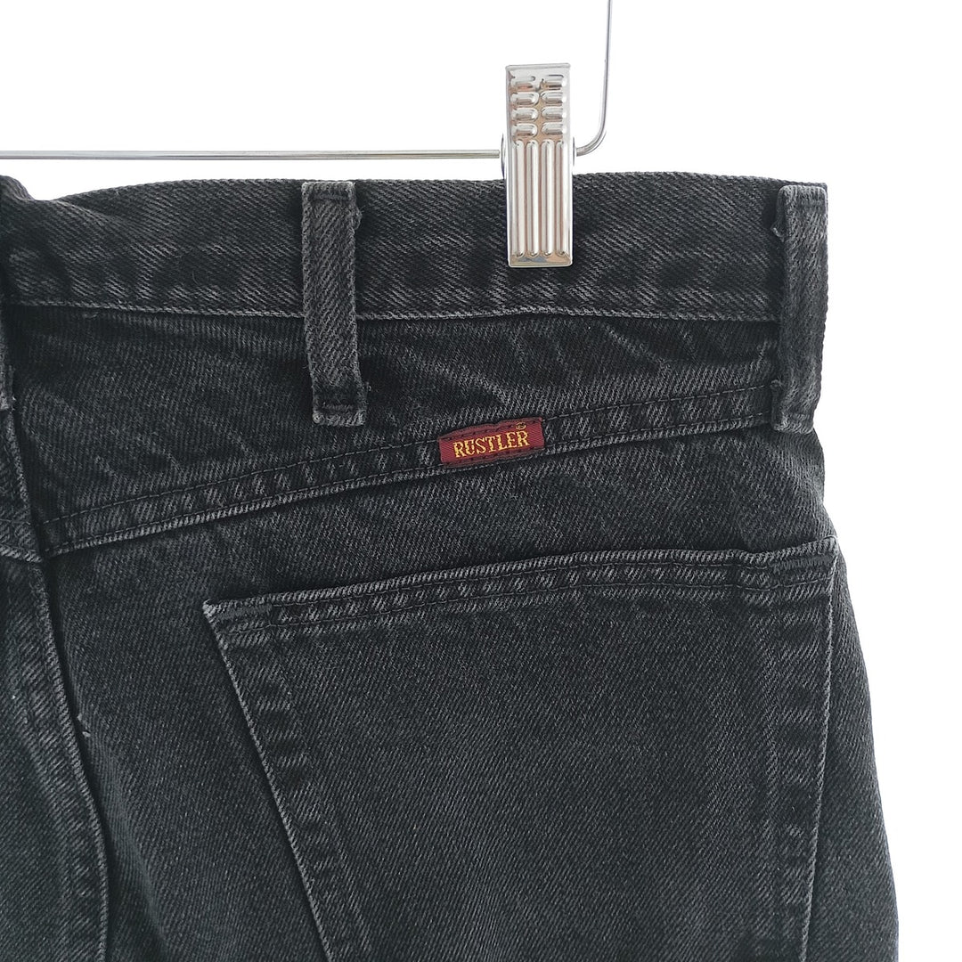 Rustler Black Denim Straight Denim Pants for Men, W35 equivalent cotton black type Vintage Second Hand