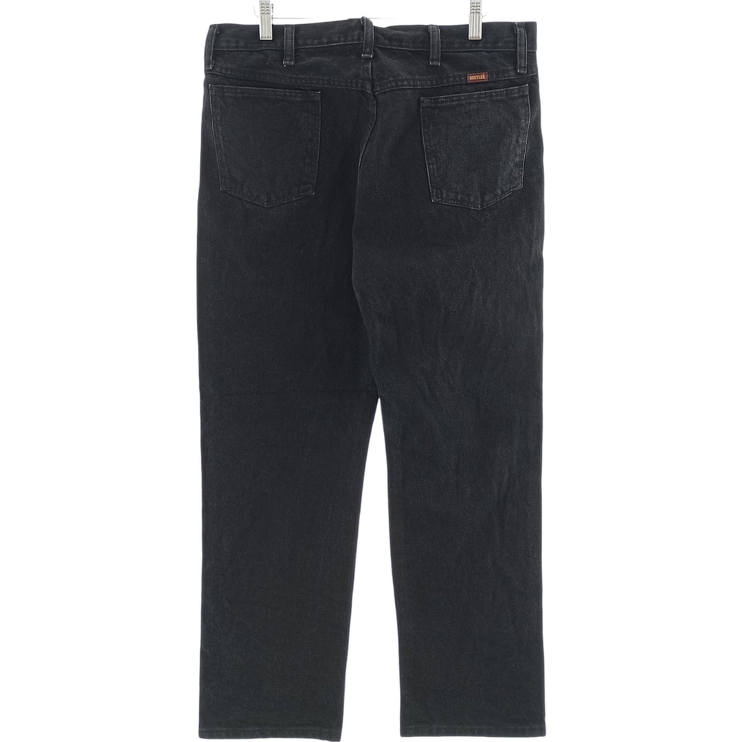 Rustler Black Denim Straight Denim Pants for Men, W34 equivalent cotton black type Vintage Second Hand