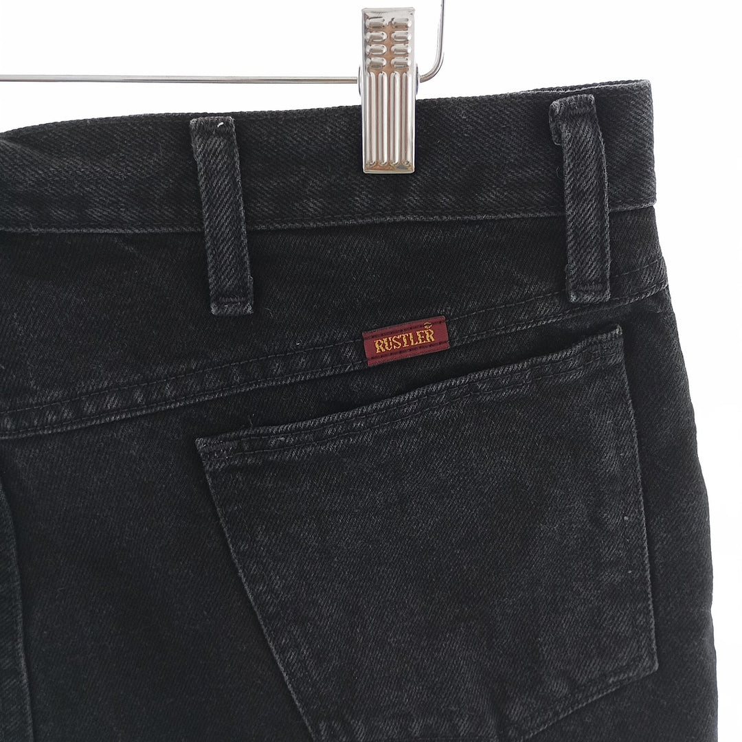 Rustler Black Denim Straight Denim Pants for Men, W34 equivalent cotton black type Vintage Second Hand