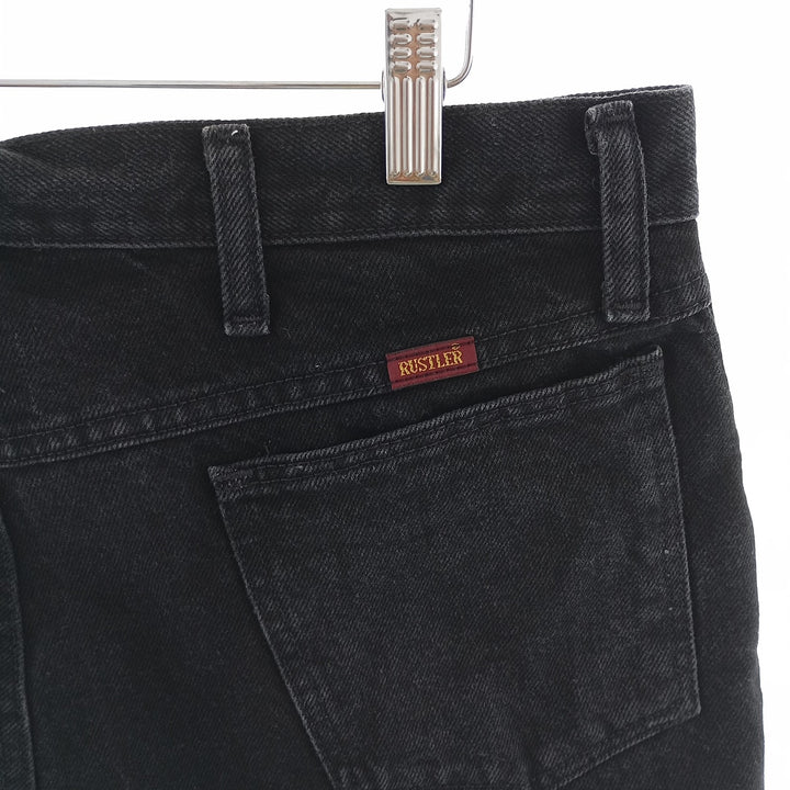 Rustler Black Denim Straight Denim Pants for Men, W34 equivalent cotton black type Vintage Second Hand