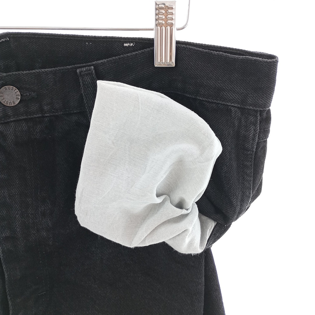 Rustler Black Denim Straight Denim Pants for Men, W34 equivalent cotton black type Vintage Second Hand