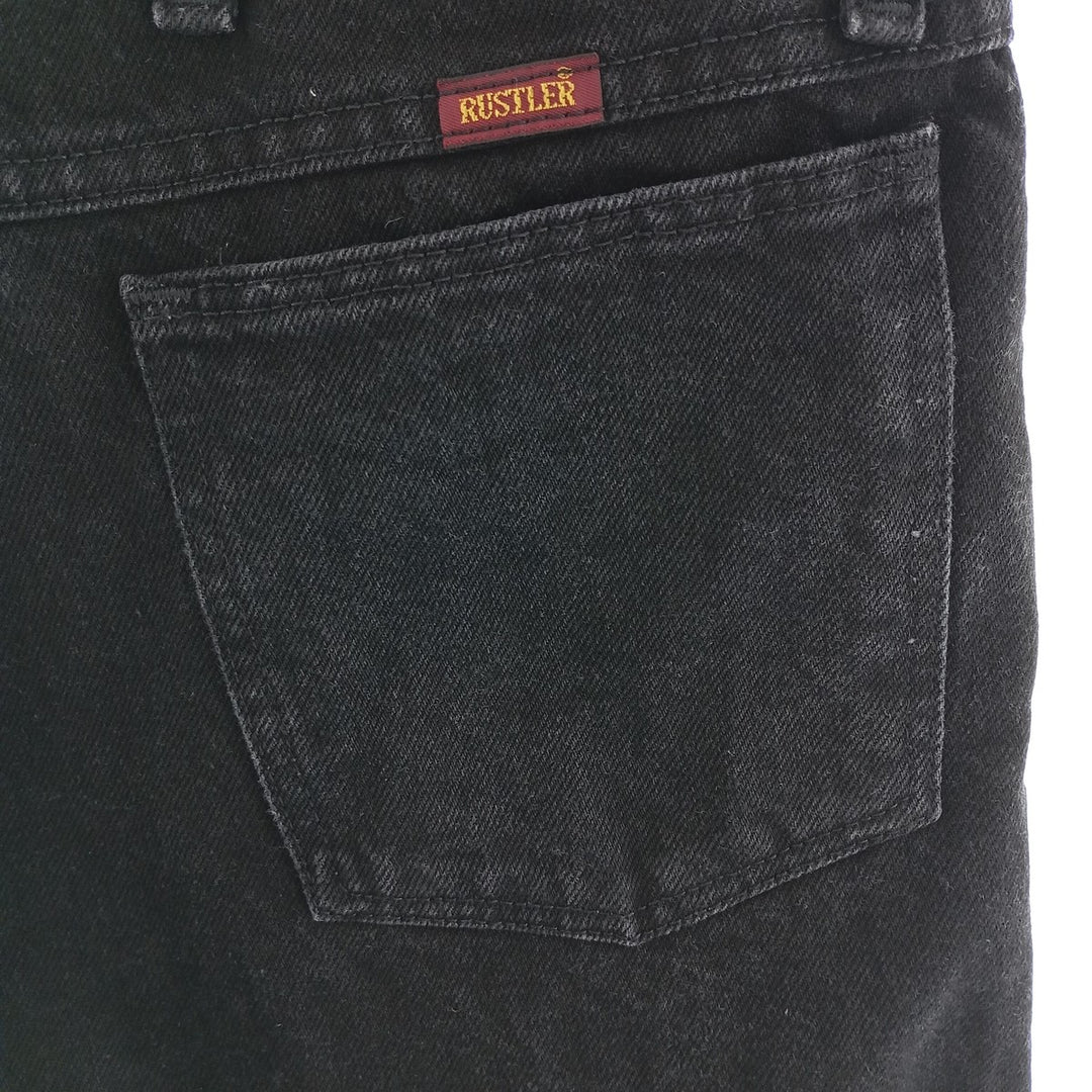 Rustler Black Denim Straight Denim Pants for Men, W34 equivalent cotton black type Vintage Second Hand