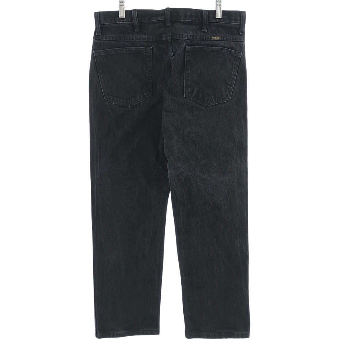 Rustler Black Denim Straight Denim Pants for Men, W35 equivalent cotton black type Vintage Second Hand