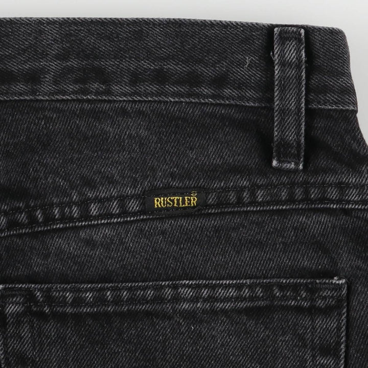 Rustler Black Denim Straight Denim Pants for Men, W30 equivalent cotton black type Vintage Second Hand