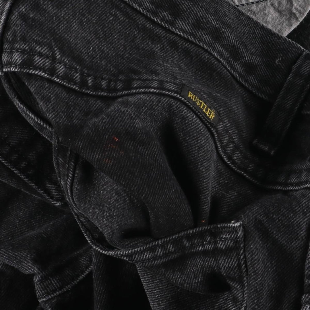 Rustler Black Denim Straight Denim Pants for Men, W30 equivalent cotton black type Vintage Second Hand