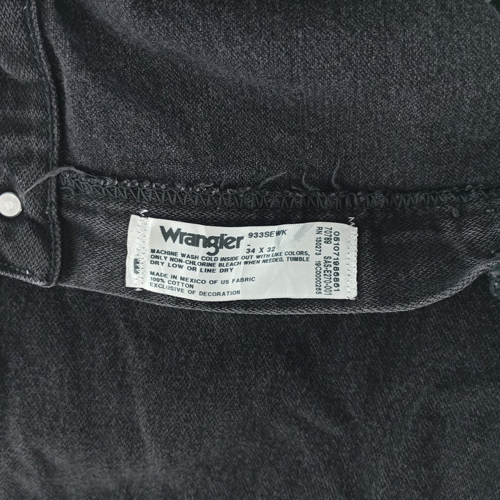 Vintage 90s-00'S Wrangler black denim tapered denim pants, men's size W34. cotton black type Vintage Second Hand