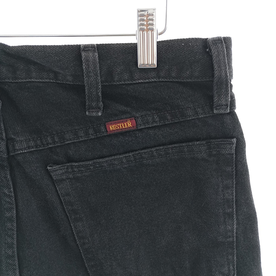 Rustler Black Denim Straight Denim Pants for Men, W34 equivalent cotton black type Vintage Second Hand