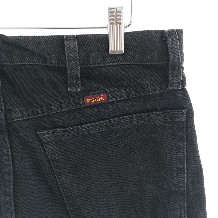 Rustler Black Denim Straight Denim Pants for Men, W34 equivalent cotton black type Vintage Second Hand