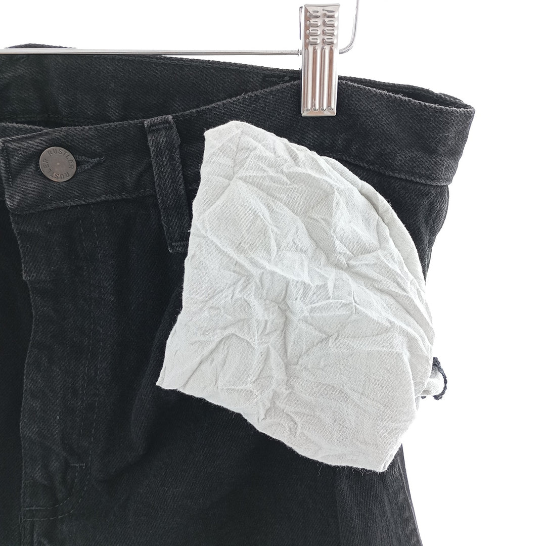 Rustler Black Denim Straight Denim Pants for Men, W34 equivalent cotton black type Vintage Second Hand